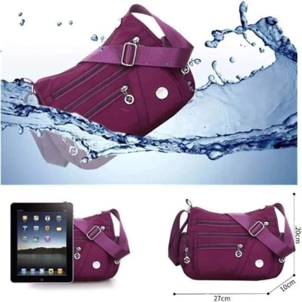women’s nylon waterproof large capacity crossbody bag (purple)