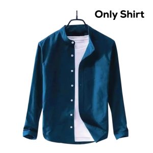 men's solid colour ban color shirt (petrol)