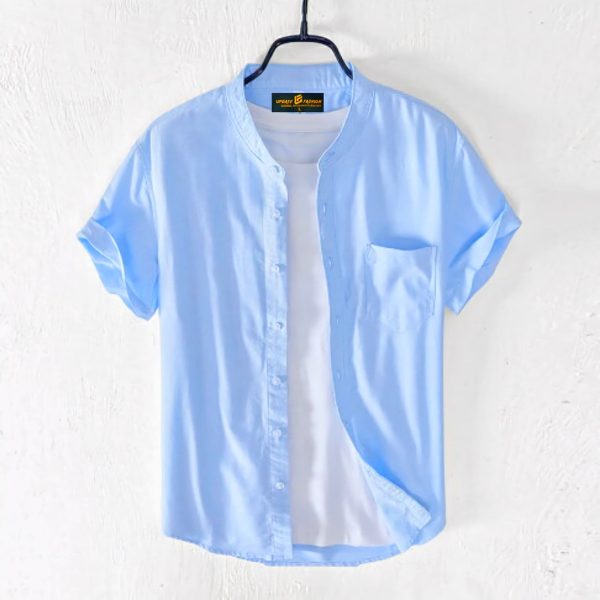 fashionable half sleeve shirt for men ( sky)
