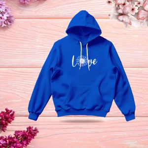 premium comfortable stylish (white love blue) ladies winter hoodie