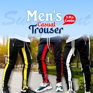 combo casual men's sweatpant trouser black + yellow + white