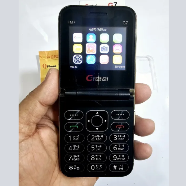 gretel g7 flip folding phone dual display caseing (black)