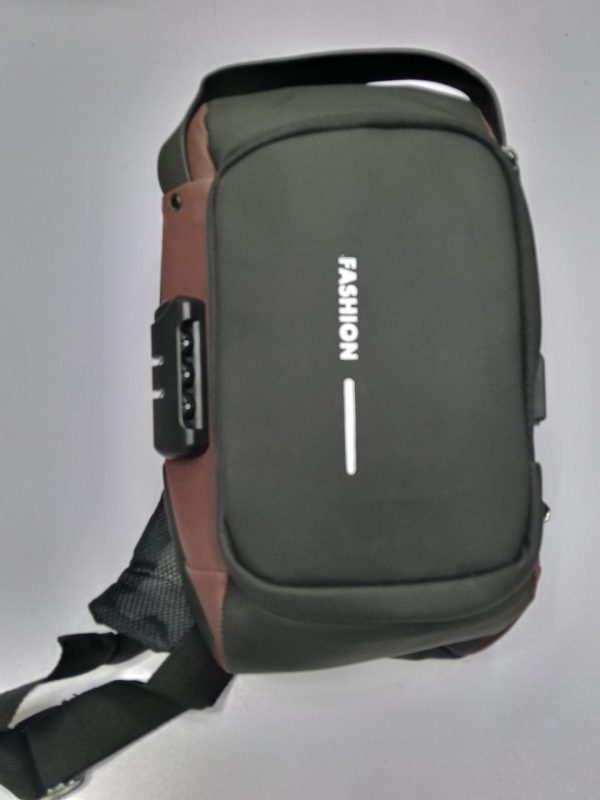 usb charging sport sling anti theft shoulder bag (brown shape )