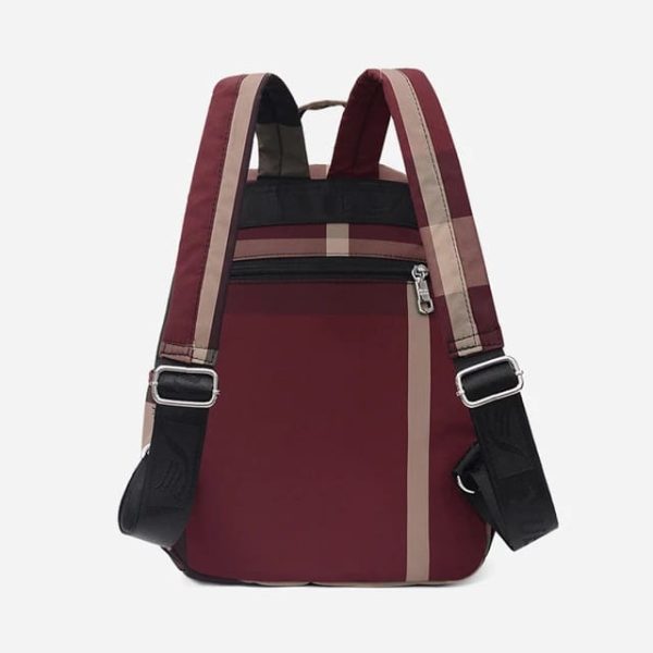 nylon backpack durable waterproof casual shoulder bag (wine red)