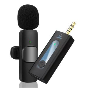 k35 wireless collar microphone for vlogging interview live streaming youtube compatible with bt speakers, dslr camera