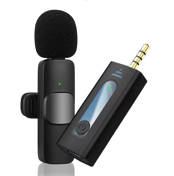 k35 wireless collar microphone for vlogging interview live streaming youtube compatible with bt speakers, dslr camera