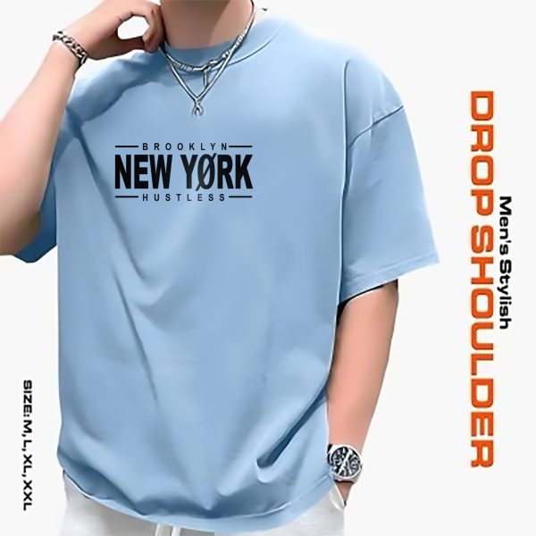 men's stylish drop shoulder sky blue