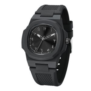 custom logo arabic dial square quartz wristwatch – luminous, waterproof, silicone strap