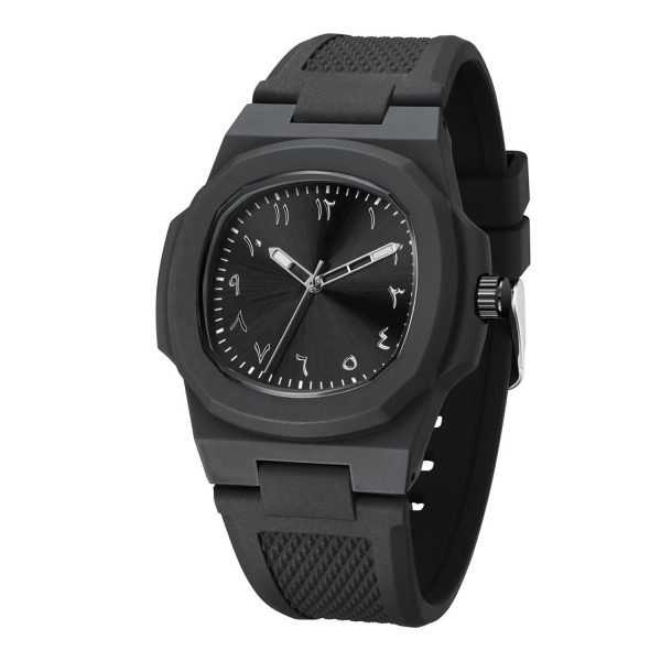 custom logo arabic dial square quartz wristwatch – luminous, waterproof, silicone strap