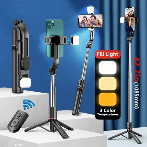 new l13d bluetooth selfie stick with double fill light
