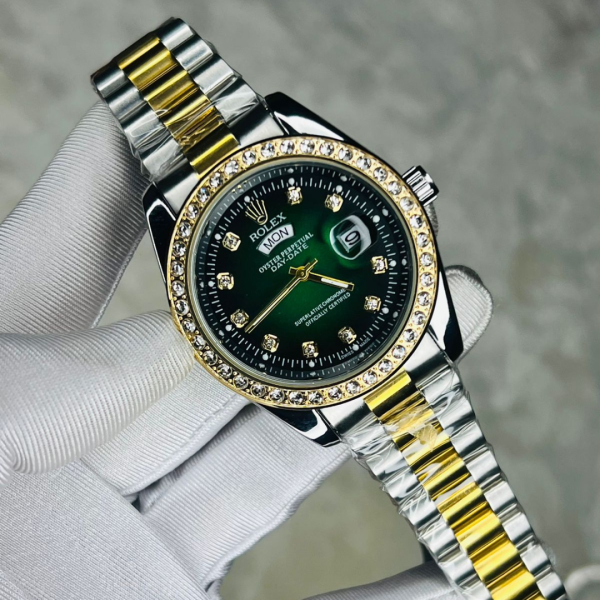 rolex quartz movement stainless steel analog watch for men