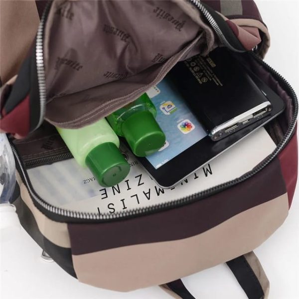 nylon backpack durable waterproof casual shoulder bag (wine red)