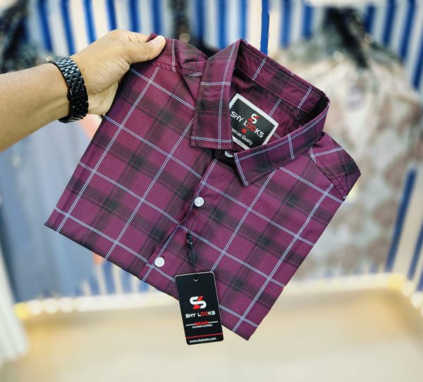 shy looks pure cotton 'full sleeve check shirt