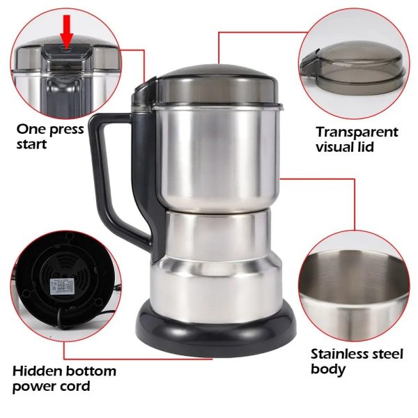 cute 2024 new 2024 for power coffee grinder kitchen cereal nuts beans spices grains grinder machine multifunctional coffee grinder
