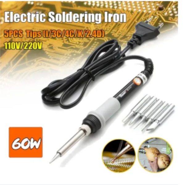 new v908 60w adjustable temperature electric soldering rework repair tool with 5pcs solder tips