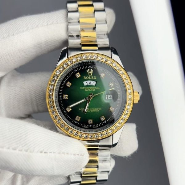rolex quartz movement stainless steel analog watch for men