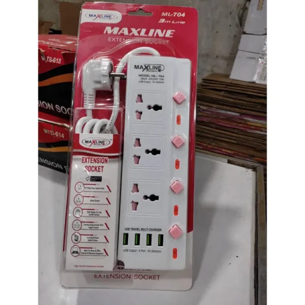 maxline ml 704, 4 port usb, 7 outlets multiplug charger