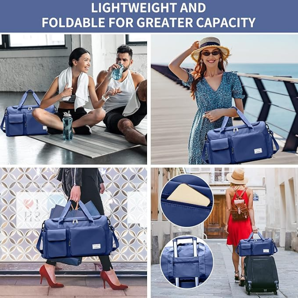 fashionable large capacity travel & gym bag blue
