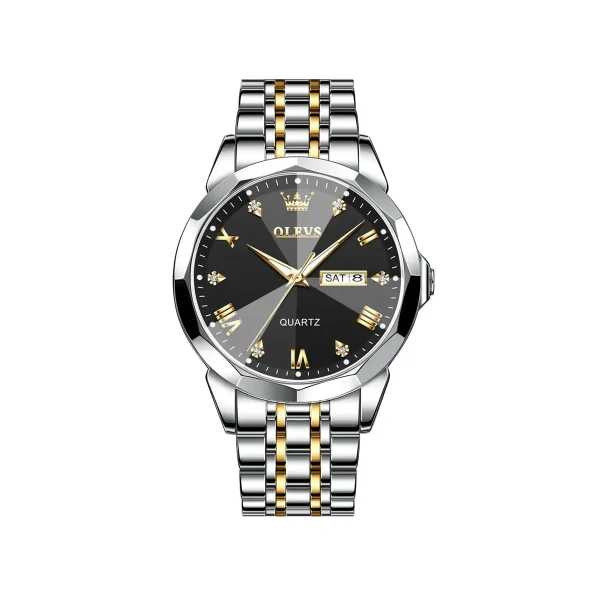 olevs 9931g new exclusive design quartz watch for men (black dial)