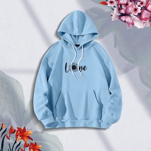 premium comfortable stylish (butterflies sky blue) ladies winter hoodie