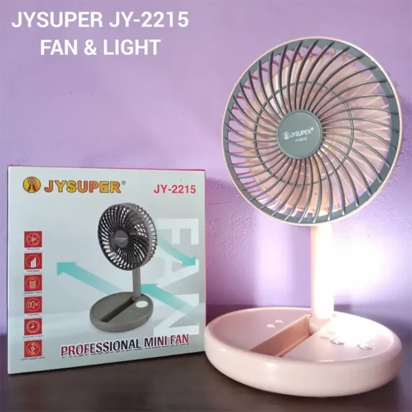 jy 2215 jysuper professional rechargeable fan with led light