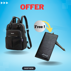 new leisure nylon ladies china bagpack (black ) with free wallet