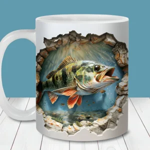 3d fish in water design mug