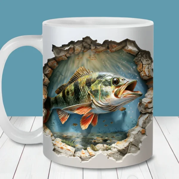 3d fish in water design mug