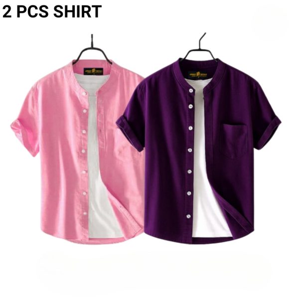 fashionable casual half sleeve shirt for men(purple+ pink)