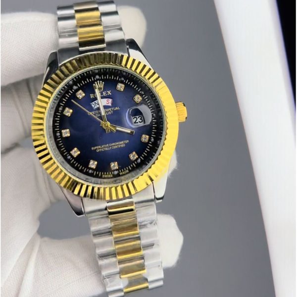rolex quartz movement stainless steel analog watch for men