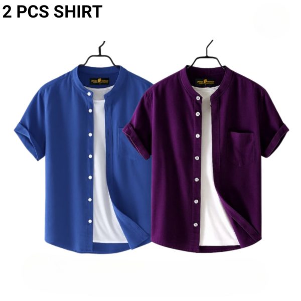 fashionable casual half sleeve shirt for men (petrol+ purple)