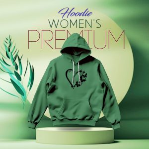 premium comfortable (love butterflies green) ladies winter hoodie
