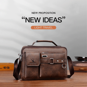 men's pu leather shoulder bag (chocolate)
