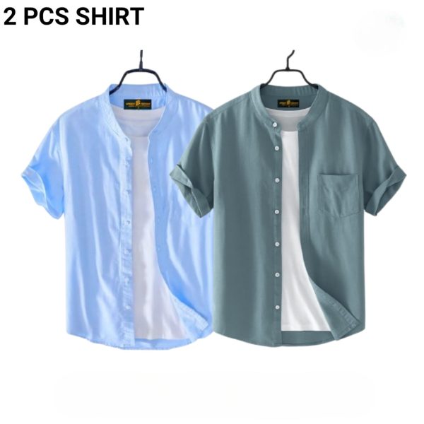 fashionable casual half sleeve shirt for men ( sky+ ash )