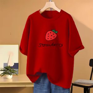 drop shoulder t shirt for women (red)