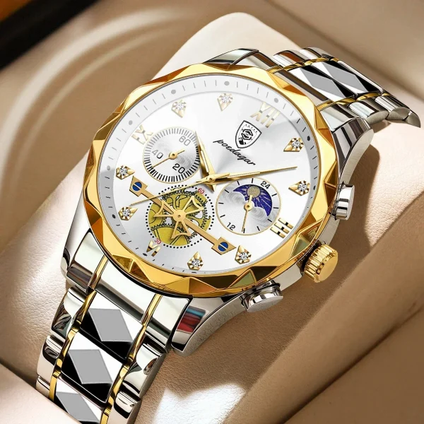 poedagar 996 luxury man luminous chronograph watch for men stainless steel men's quartz watches