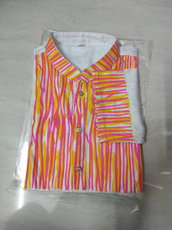 colors printed stylish semi logn panjabi