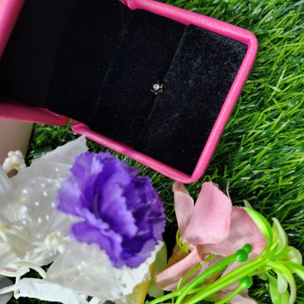 traditional gold seven stone mossanite nose pin 7 mm (with gift box)
