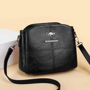 3 layers luxury messenger crossbody bags black