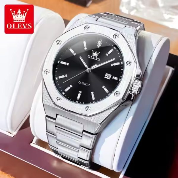 olevs 3613 luxury business watch for man sport stainless steel men watch luminous date watches quartz clock reloj