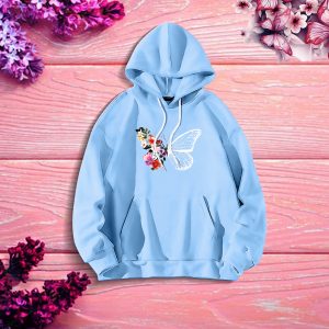 premium comfortable (butterflies & flowers) ladies winter hoodie