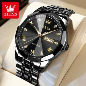 olevs 9931g new exclusive design quartz watch for men(full black)