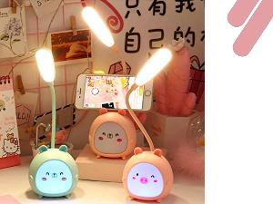 rehenbsem cute bunny desk lamp, portable led desk lamps with night light,rabbit foldable usb rechargeable reading light for children boys girls study