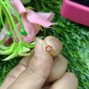 traditional gold seven stone mossanite nose pin 7 mm (with gift box)