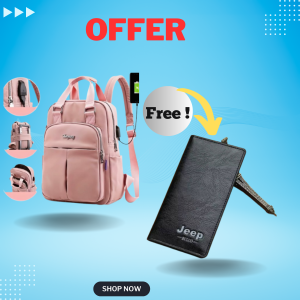 new leisure nylon ladies china bagpack (pink) with free wallet