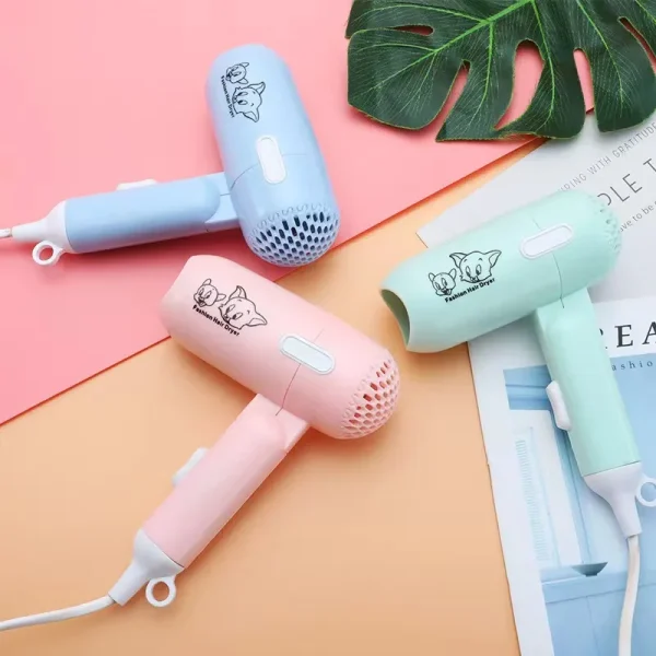 2024 cartoon fashion hair dryer for children/students/dormitories/travel portable foldable 2 speed home hair dryer