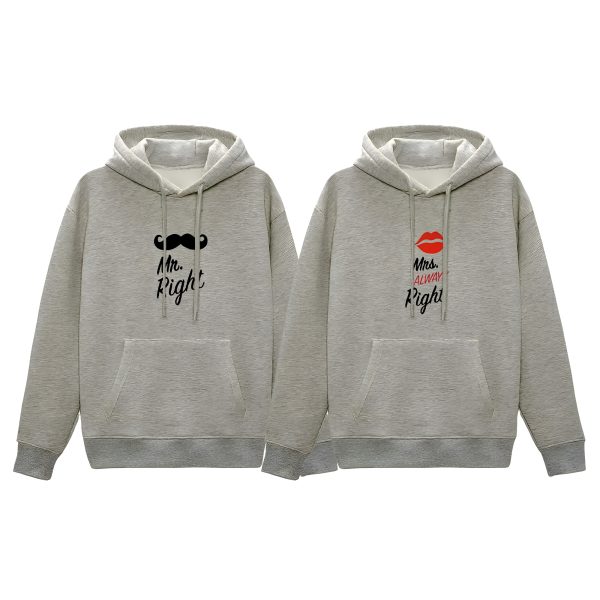 comfortable winter (mrs. always right gray) couple hoodie
