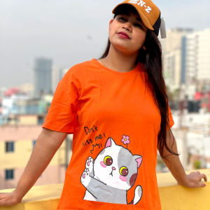 dtf printed ladies t shirt | half sleeve plain | regular fit ladies t shirt for women & girls |