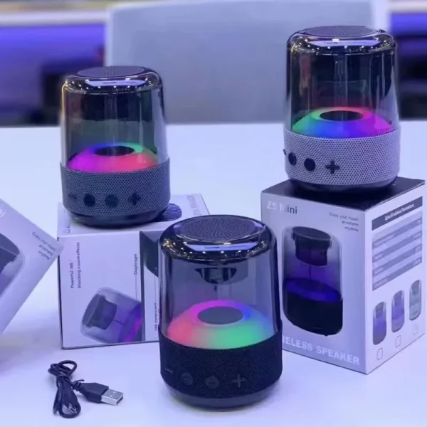 new z5 mini bluetooth 5.1 speakers outdoor waterproof noise reduction subwoofer led dazzling light wireless bluetooth