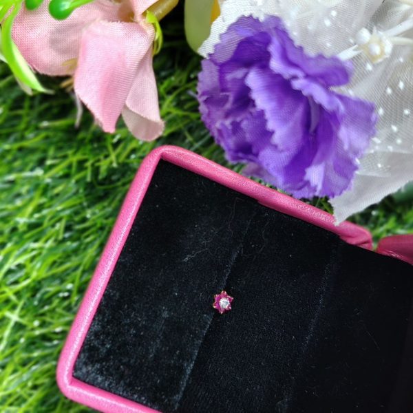 traditional gold sevenstone mossanite nose pin 7 mm (with gift box)